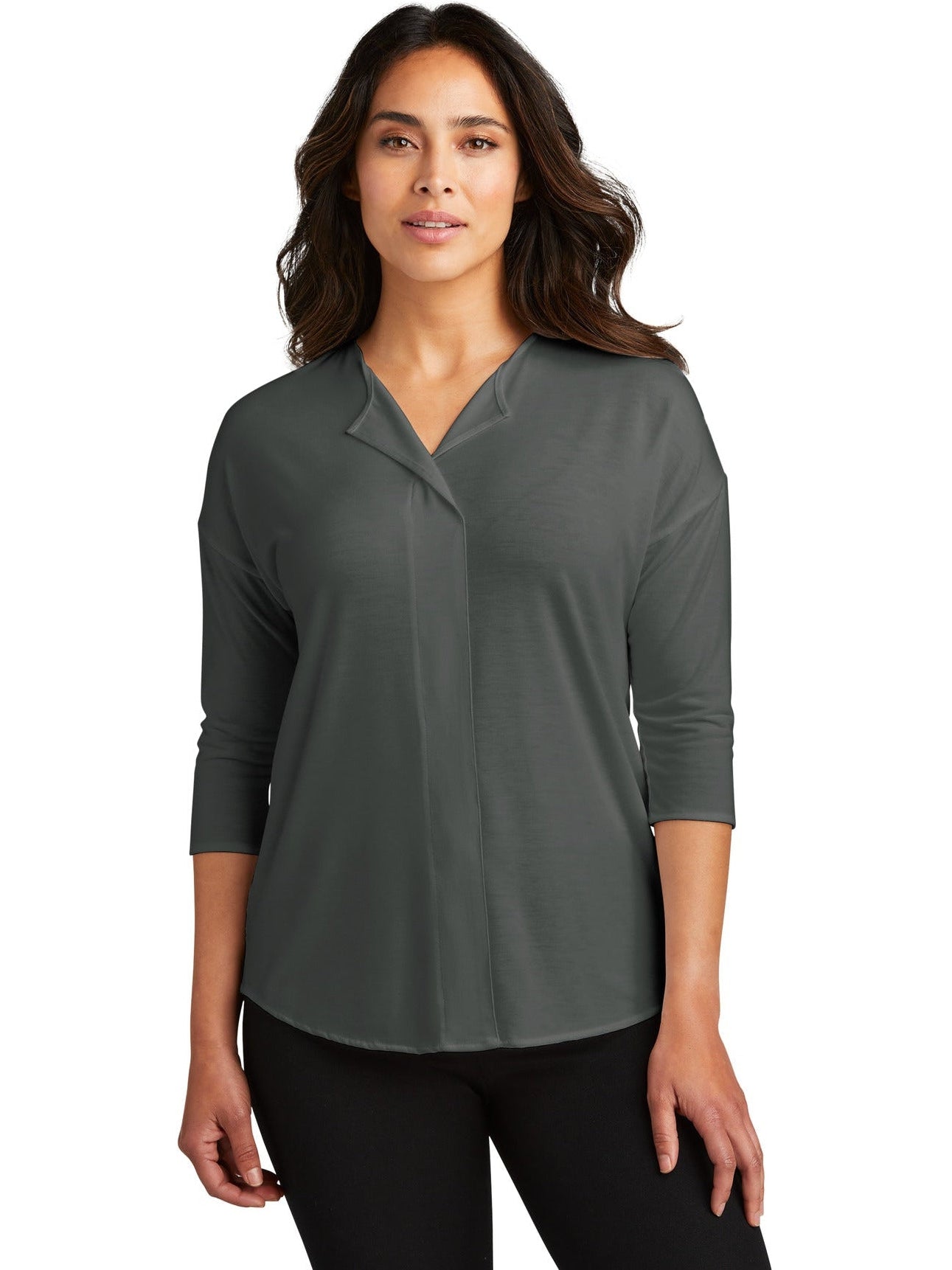 no-logo Port Authority Ladies Concept 3/4-Sleeve Soft Split Neck Top-Regular-Port Authority-Thread Logic
