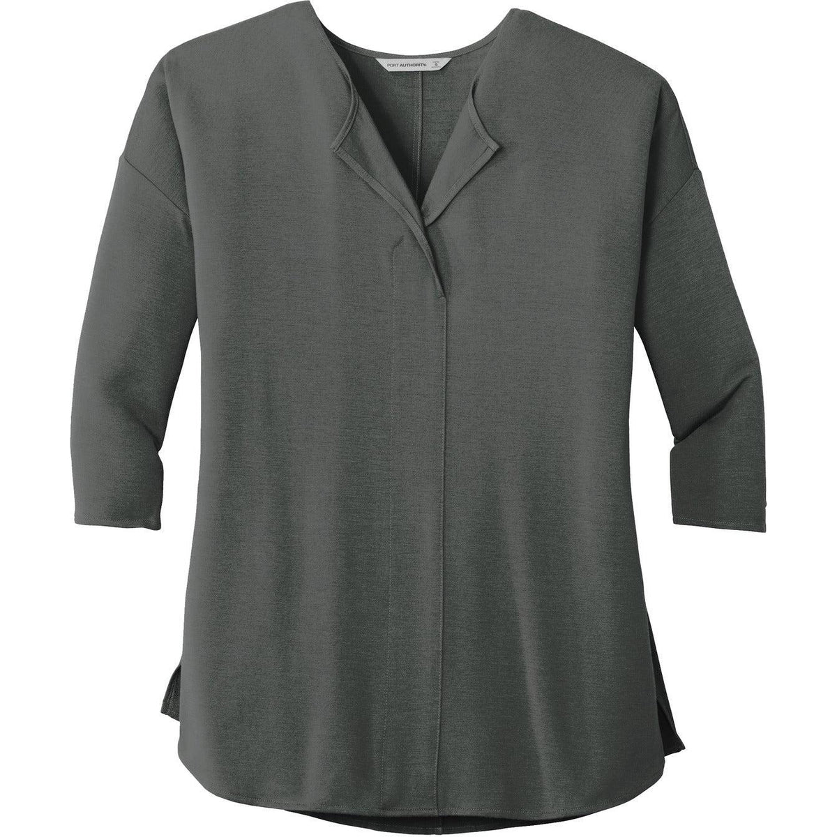 no-logo Port Authority Women's Concept 3/4-Sleeve Soft Split Neck Top-Active-Port Authority-Grey Smoke-XS-Thread Logic