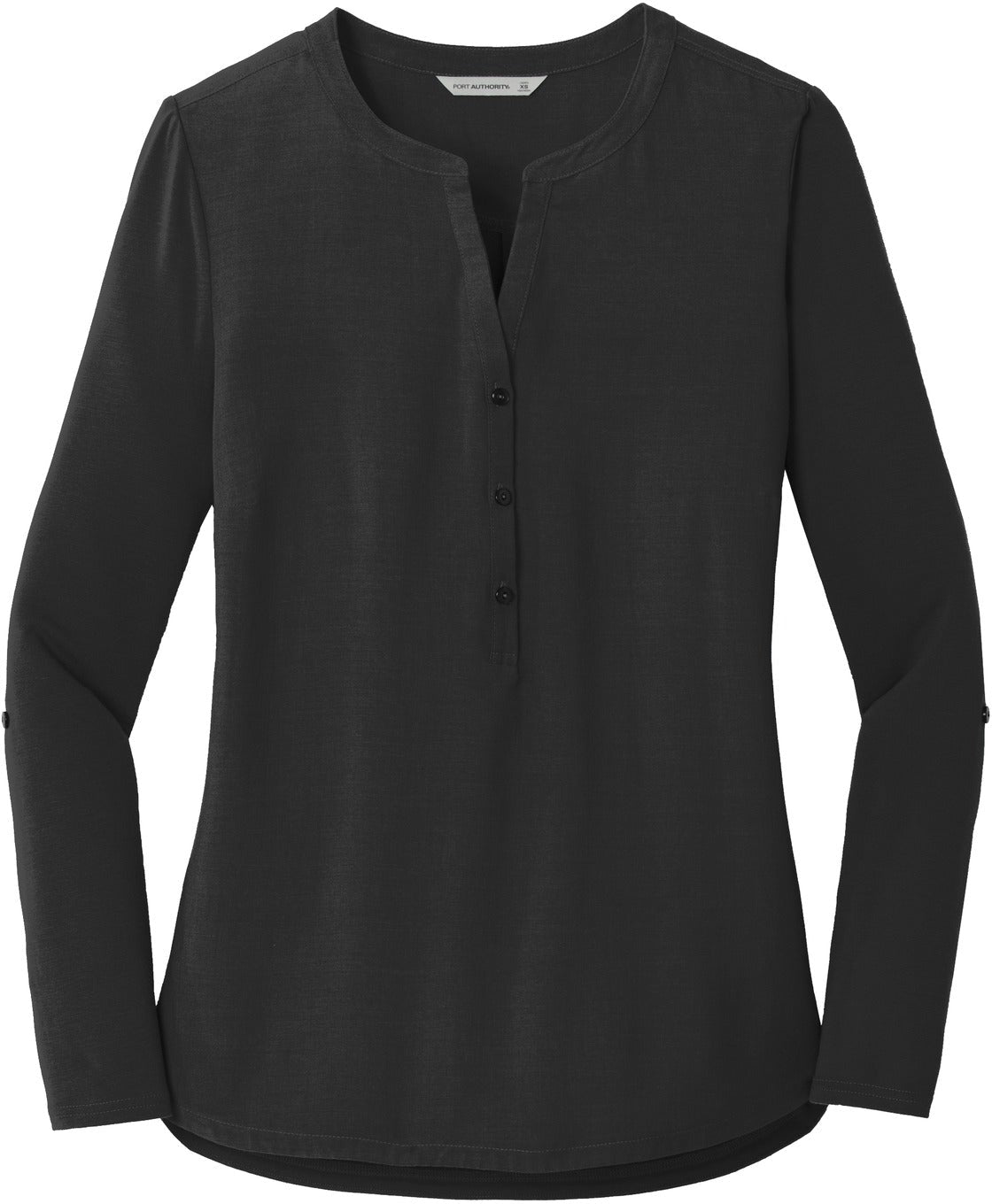 No-Logo CLOSEOUT - Port Authority Ladies Concept Henley Tunic-Active-Port Authority-Black-XS-Thread Logic