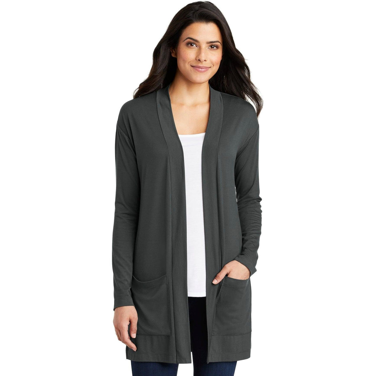 no-logo Port Authority Ladies Concept Long Pocket Cardigan-Regular-Port Authority-Thread Logic