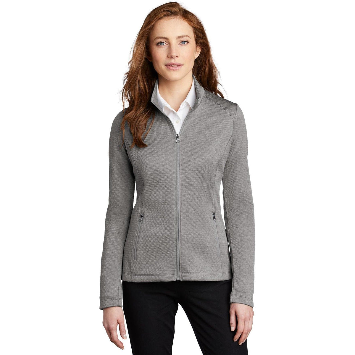no-logo Port Authority Ladies Diamond Heather Fleece Full-Zip Jacket-Regular-Port Authority-Thread Logic