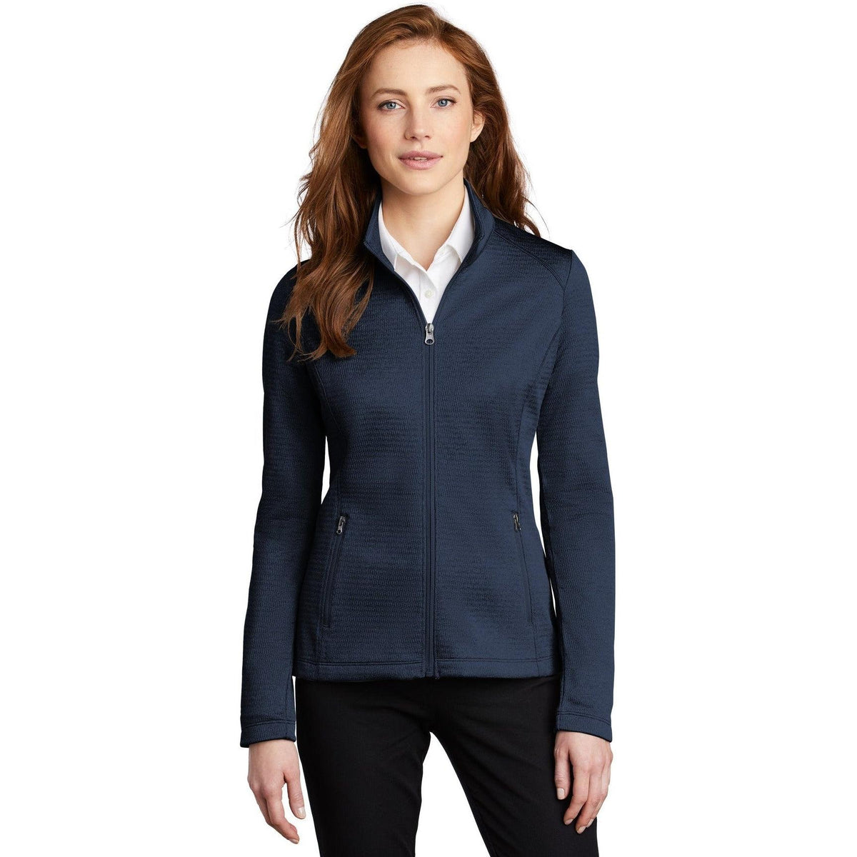 no-logo Port Authority Ladies Diamond Heather Fleece Full-Zip Jacket-Regular-Port Authority-Thread Logic