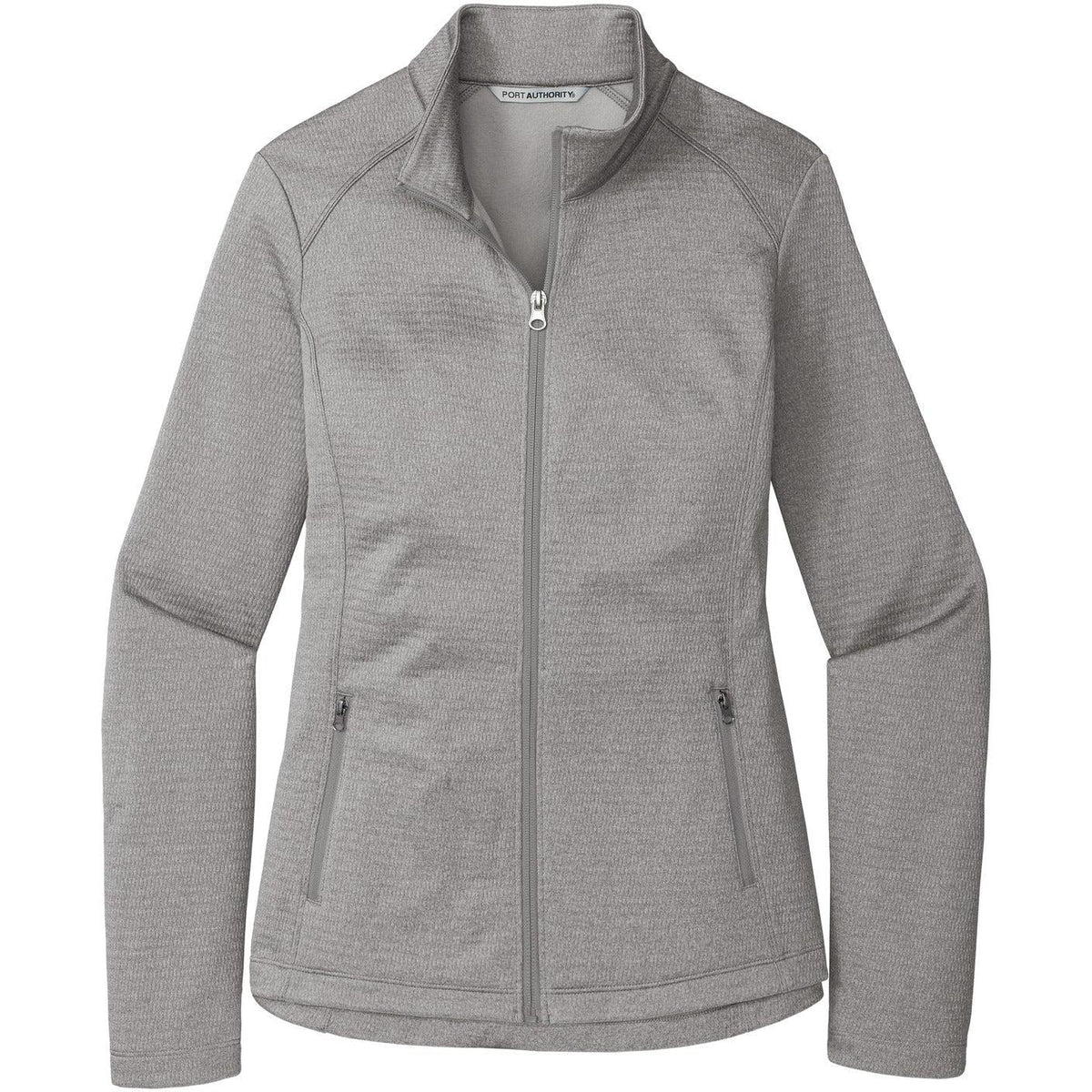 no-logo CLOSEOUT - Port Authority Ladies Diamond Heather Fleece Full-Zip Jacket-Discontinued-Port Authority-Gusty Grey Heather-S-Thread Logic