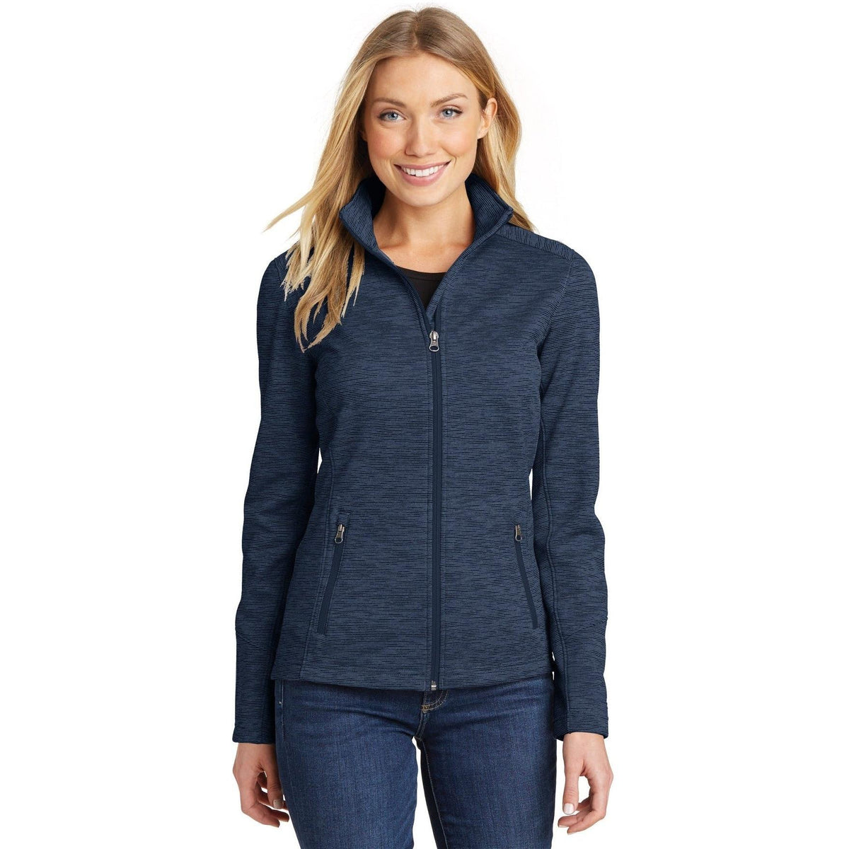 no-logo Port Authority Ladies Digi Stripe Fleece Jacket-Regular-Port Authority-Thread Logic