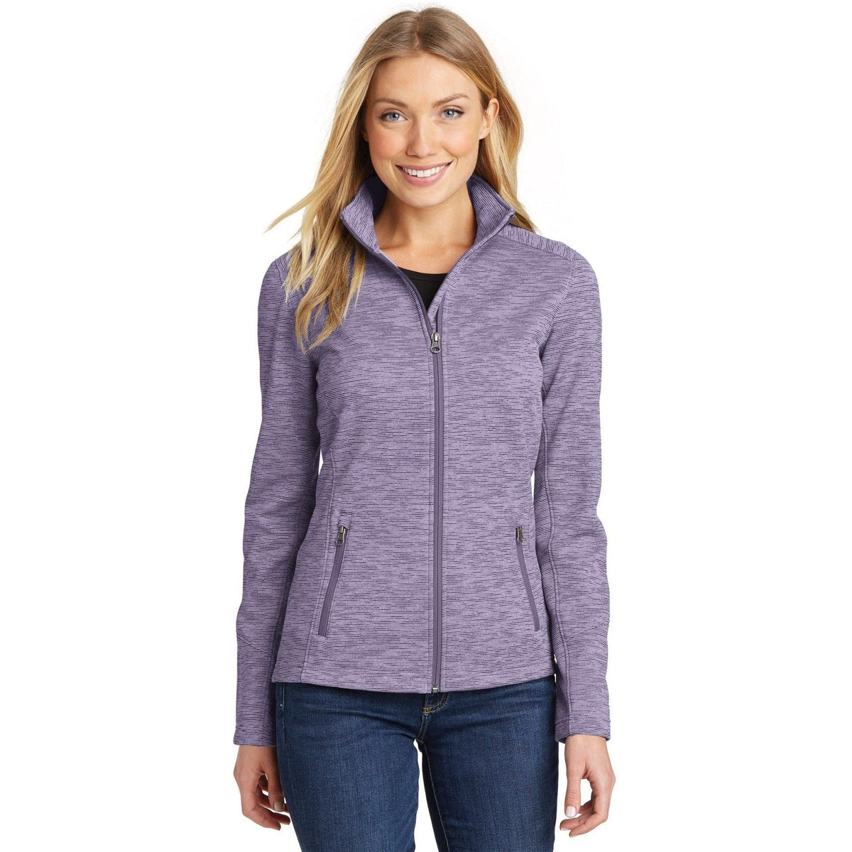 no-logo Port Authority Ladies Digi Stripe Fleece Jacket-Regular-Port Authority-Thread Logic