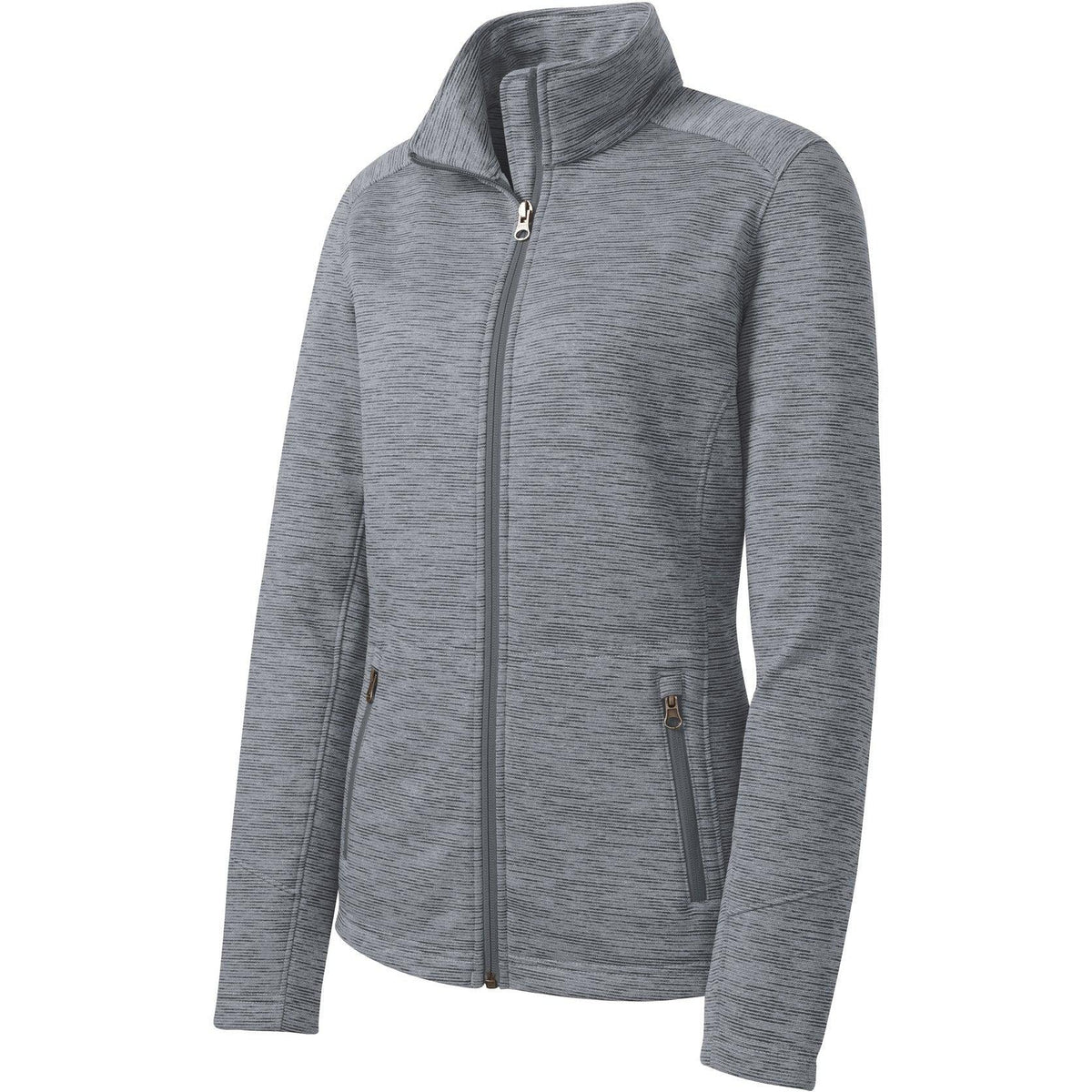 no-logo Port Authority Ladies Digi Stripe Fleece Jacket-Regular-Port Authority-Grey-S-Thread Logic