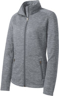 no-logo Port Authority Ladies Digi Stripe Fleece Jacket-Regular-Port Authority-Grey-S-Thread Logic