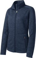 Port Authority Ladies Digi Stripe Fleece Jacket-Regular-Port Authority-Navy-S-Thread Logic