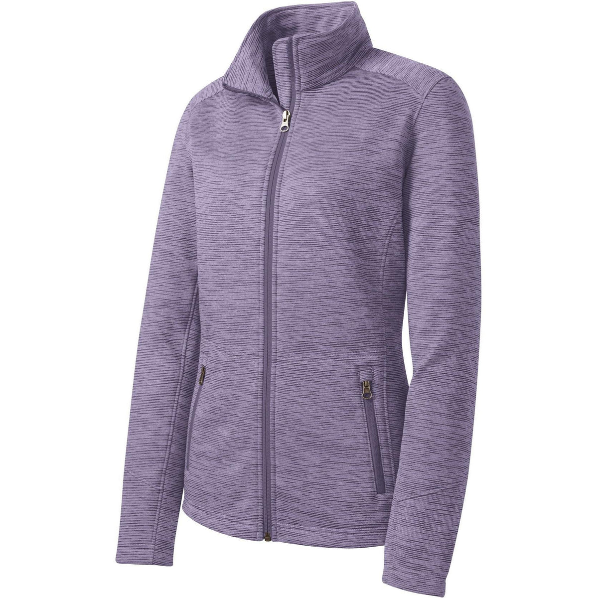 no-logo Port Authority Ladies Digi Stripe Fleece Jacket-Regular-Port Authority-Purple-S-Thread Logic