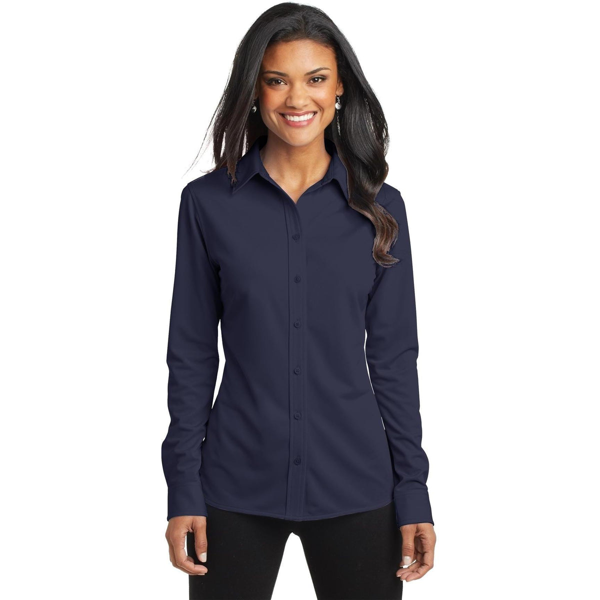 no-logo Port Authority Ladies Dimension Knit Dress Shirt-Regular-Port Authority-Thread Logic