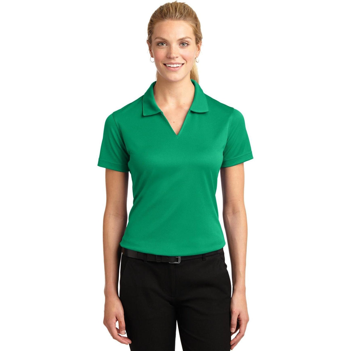 no-logo Sport-Tek Women's Dri-Mesh V-Neck Polo Shirt-Regular-Sport-Tek-Thread Logic