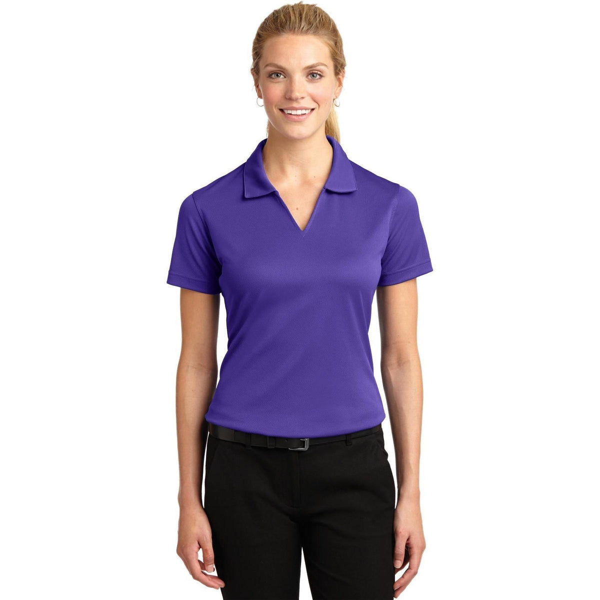 no-logo Sport-Tek Women's Dri-Mesh V-Neck Polo Shirt-Regular-Sport-Tek-Thread Logic