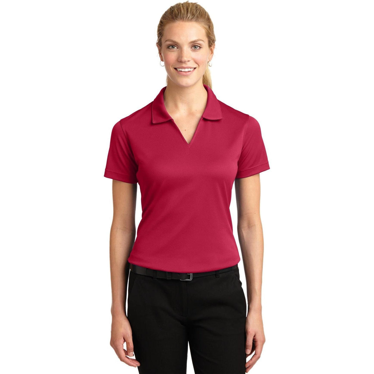 no-logo Sport-Tek Women's Dri-Mesh V-Neck Polo Shirt-Regular-Sport-Tek-Thread Logic