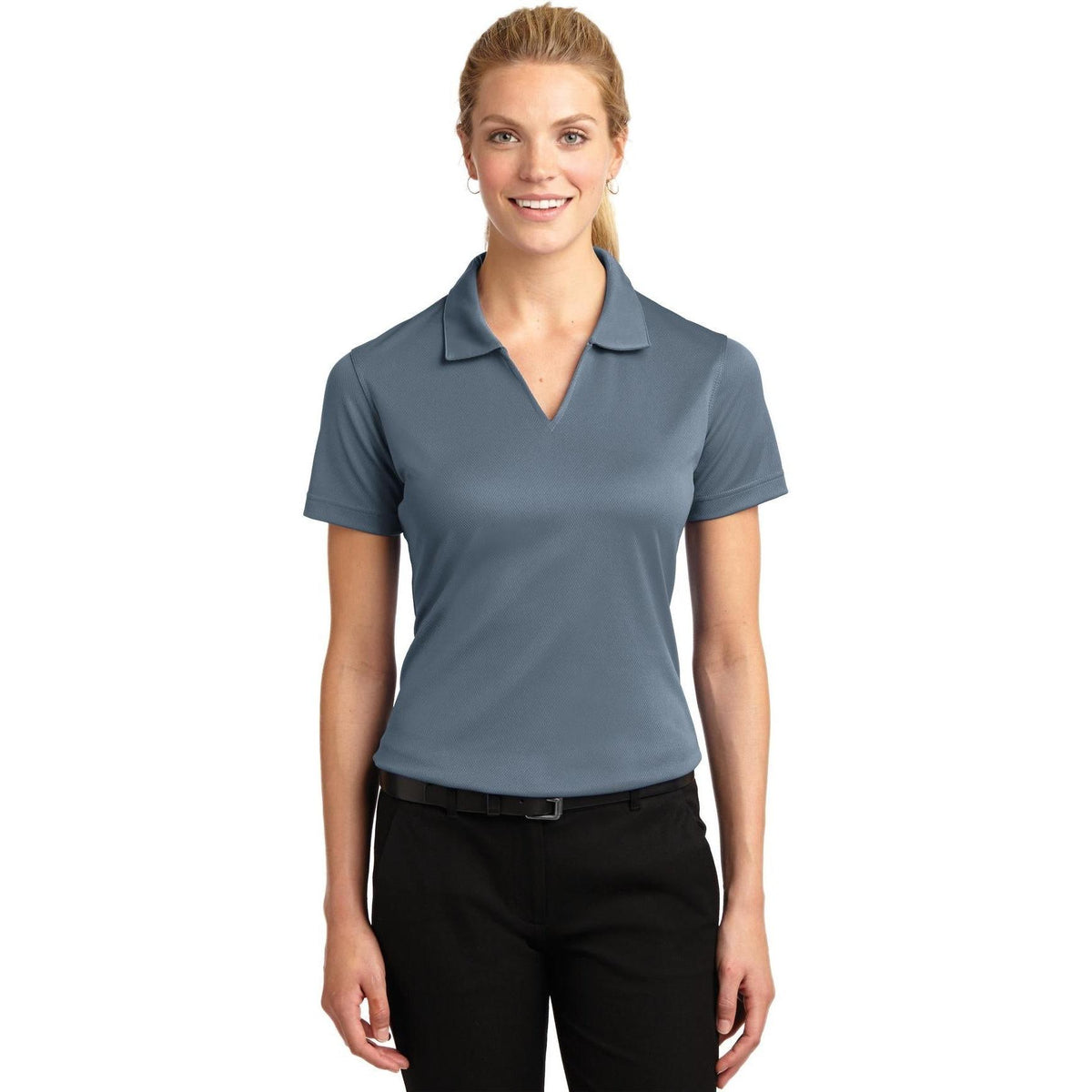 no-logo Sport-Tek Women's Dri-Mesh V-Neck Polo Shirt-Regular-Sport-Tek-Thread Logic
