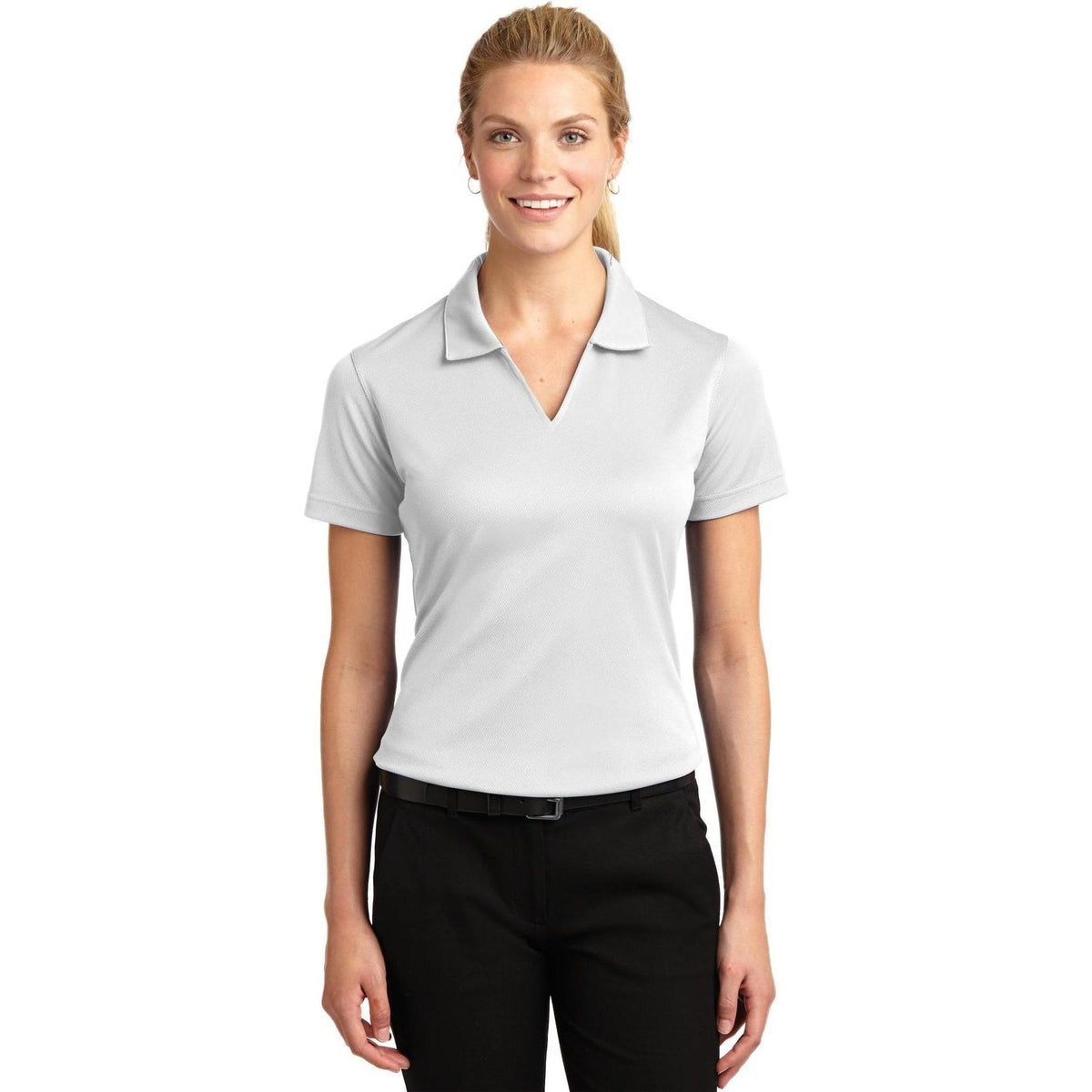 no-logo Sport-Tek Women's Dri-Mesh V-Neck Polo Shirt-Regular-Sport-Tek-Thread Logic