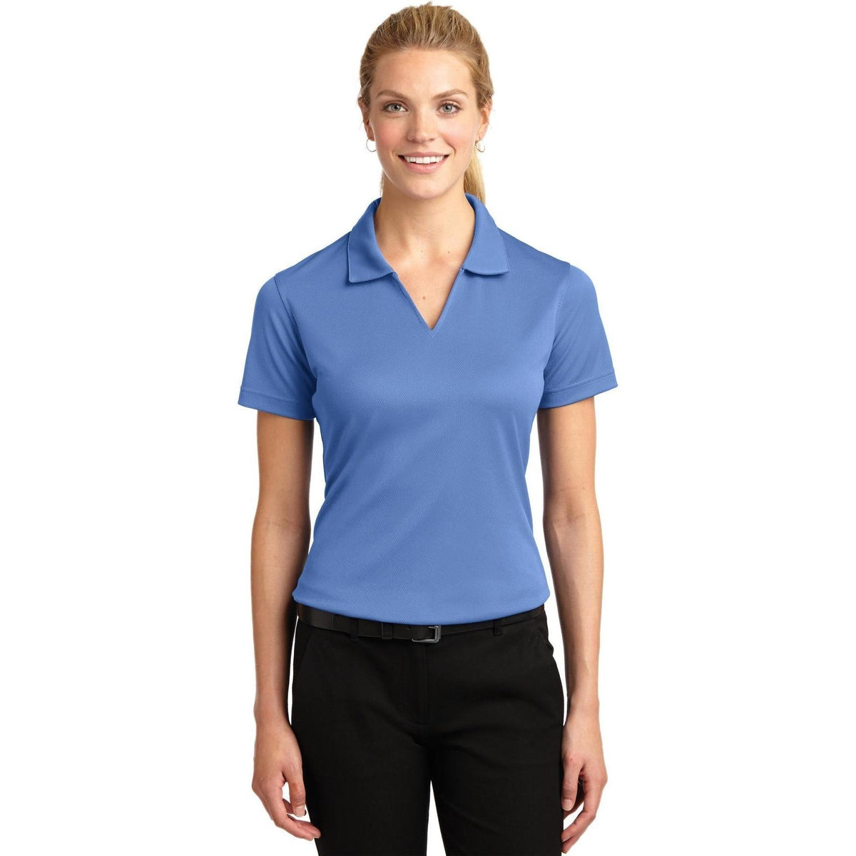 no-logo Sport-Tek Women's Dri-Mesh V-Neck Polo Shirt-Regular-Sport-Tek-Thread Logic