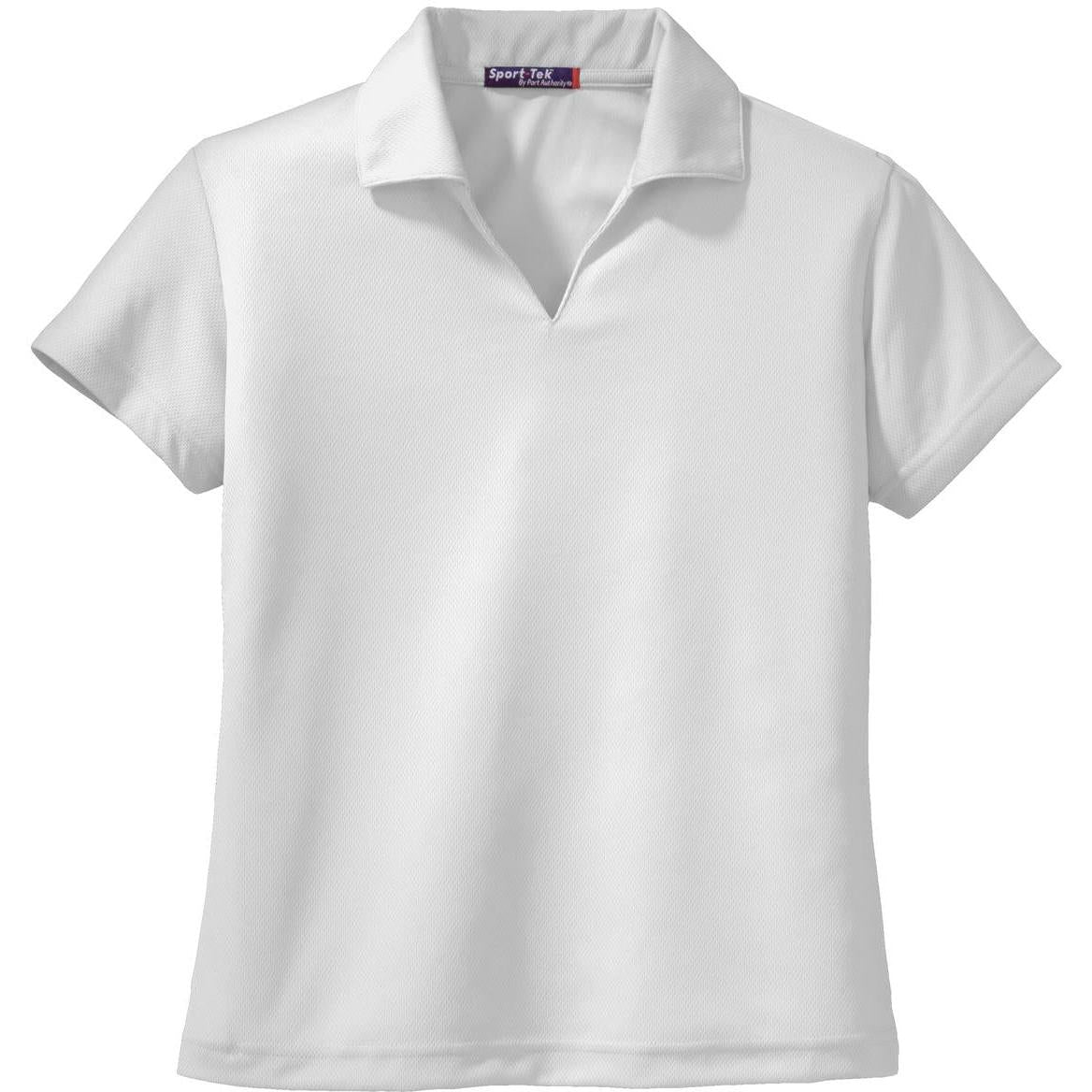 no-logo Sport-Tek Women's Dri-Mesh V-Neck Polo Shirt-Regular-Sport-Tek-White-S-Thread Logic
