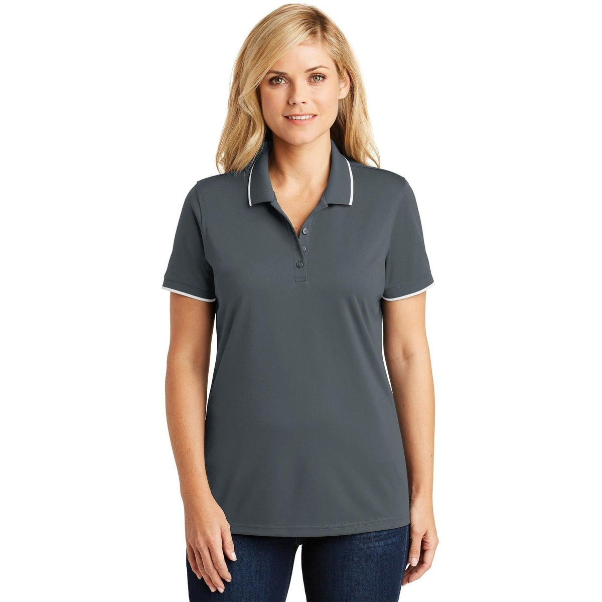 no-logo Port Authority Women's Dry Zone UV Micro-Mesh Tipped Polo-Regular-Port Authority-Thread Logic