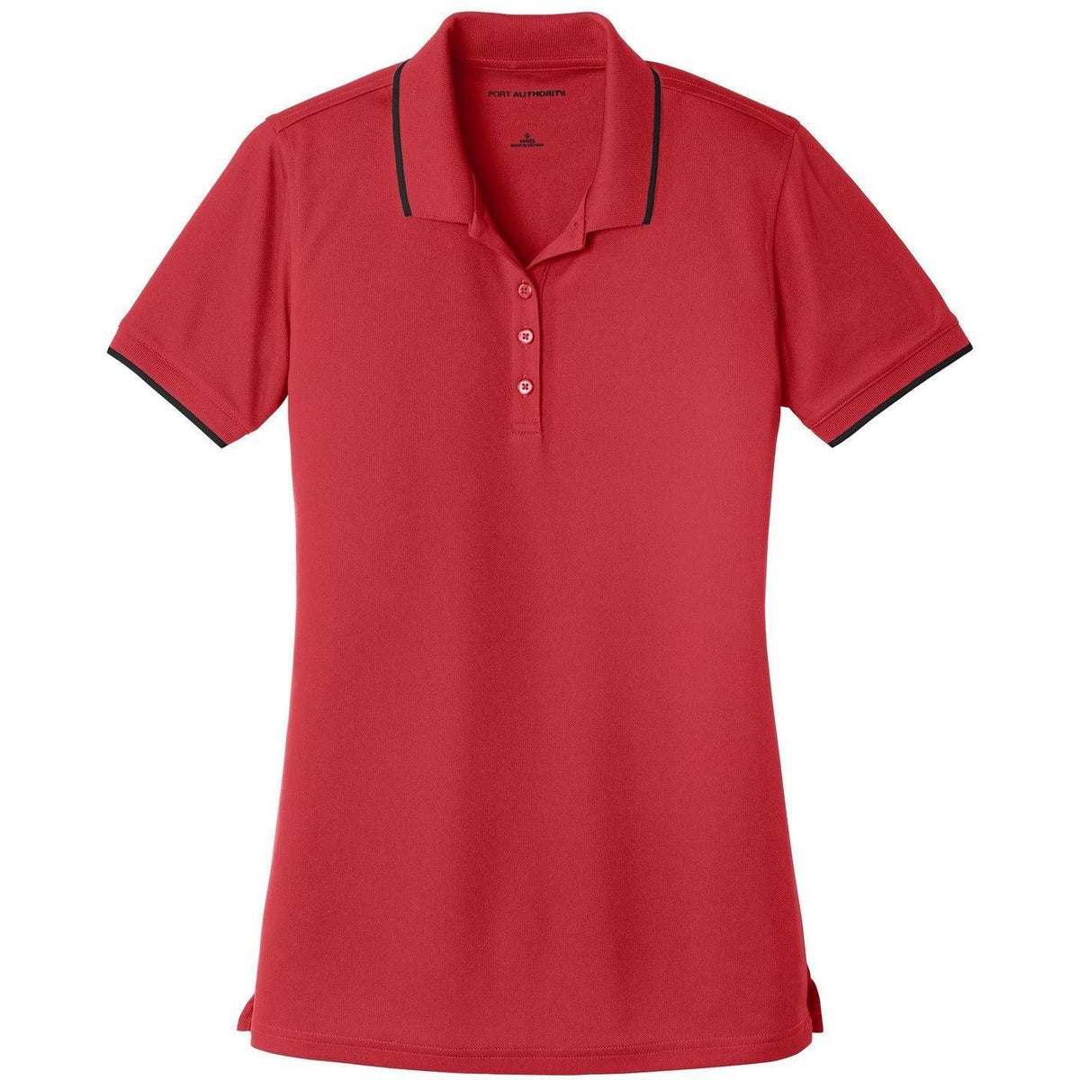 logo-left Port Authority Women's Dry Zone UV Micro-Mesh Tipped Polo-Regular-Port Authority-Rich Red/Deep Black-XS-Thread Logic