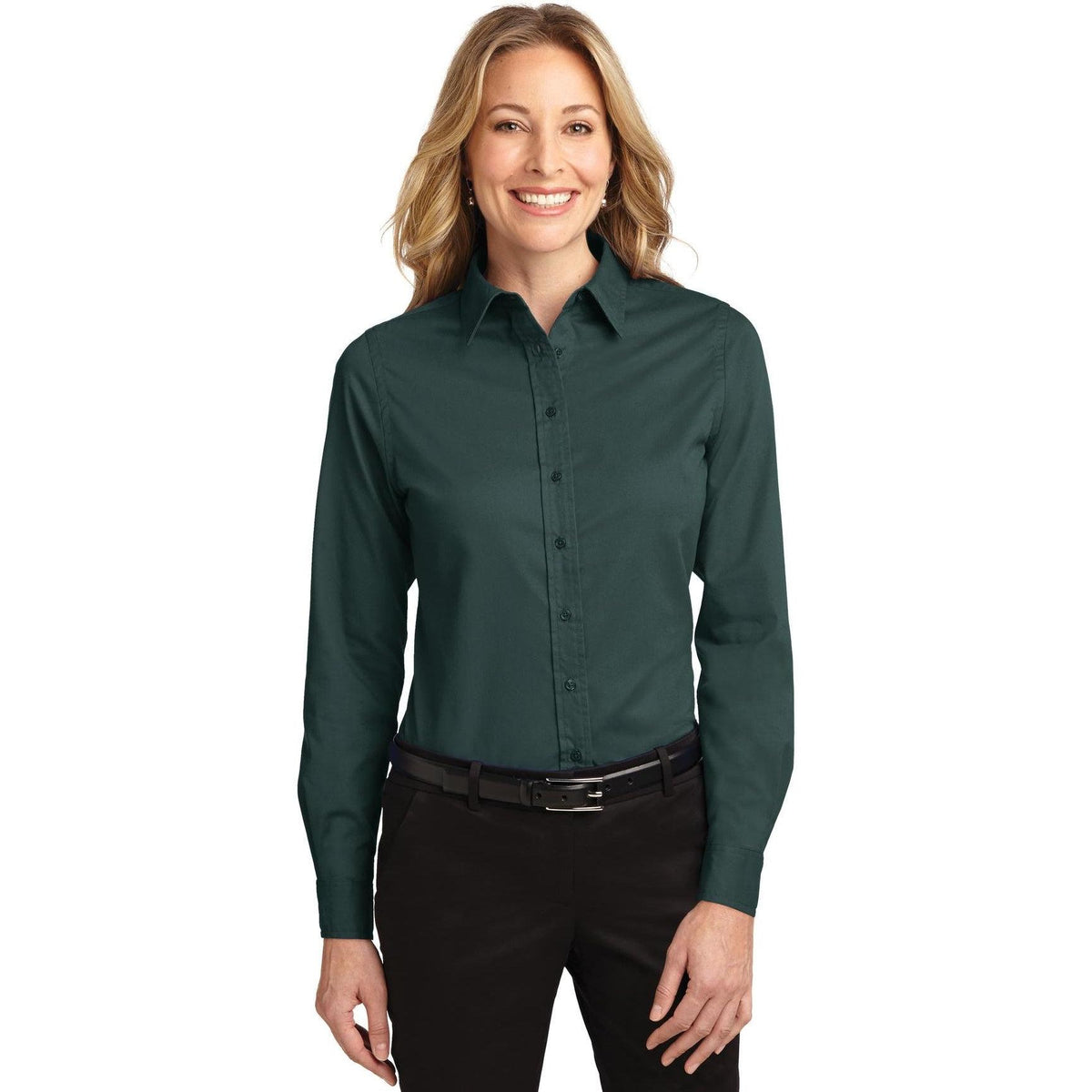 no-logo Port Authority Women's Easy Care-Dress Shirts-Port Authority-Dark Green/Navy-XS-Thread Logic