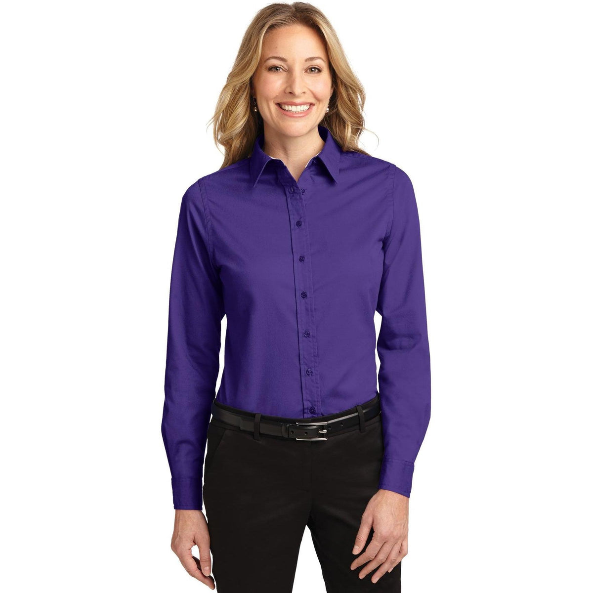 no-logo Port Authority Women's Easy Care-Dress Shirts-Port Authority-Purple/Light Stone-XS-Thread Logic