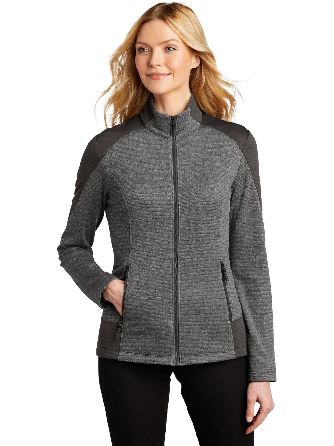 no-logo Port Authority Ladies Grid Fleece Jacket-Regular-Port Authority-Thread Logic