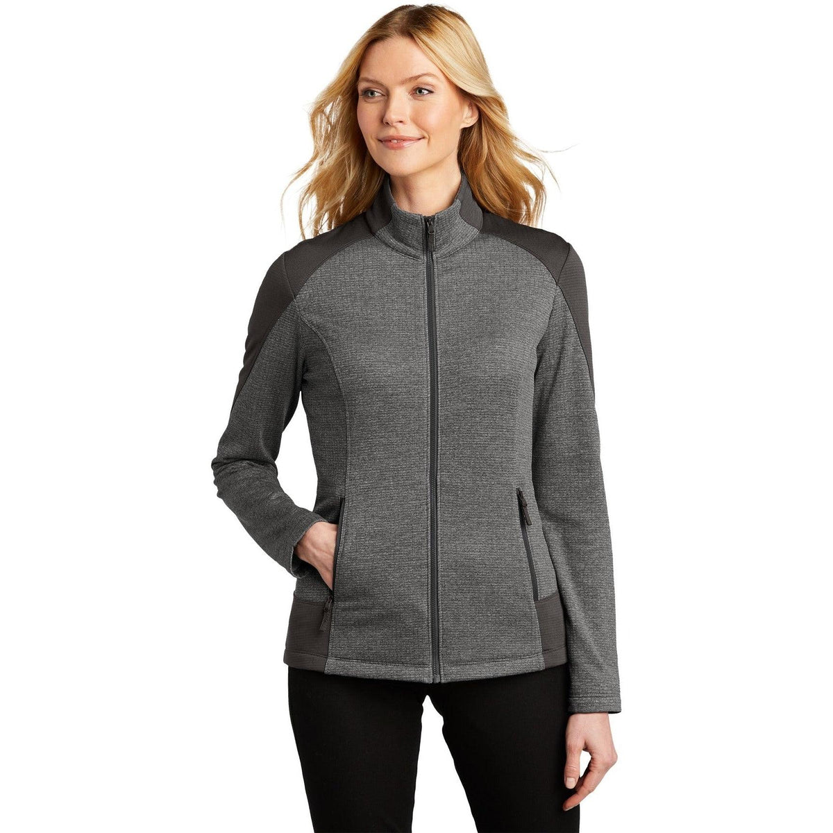no-logo Port Authority Ladies Grid Fleece Jacket-Regular-Port Authority-Thread Logic