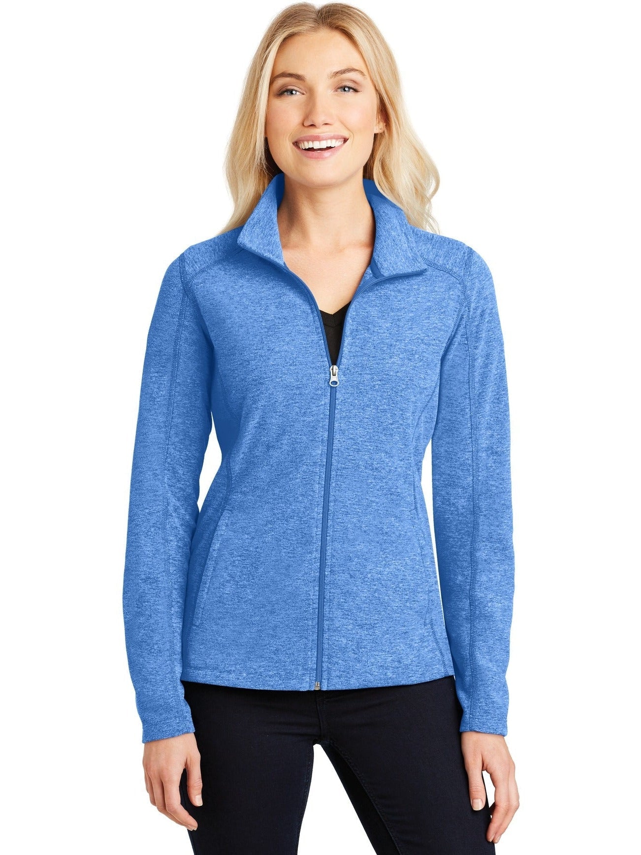  Port Authority Ladies Heather Microfleece Full-Zip Jacket-Regular-Port Authority-Thread Logic