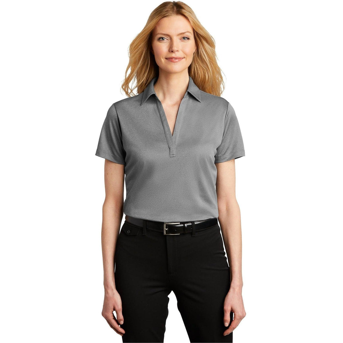 no-logo Port Authority Ladies Heathered Silk Touch Performance Polo-Regular-Port Authority-Thread Logic