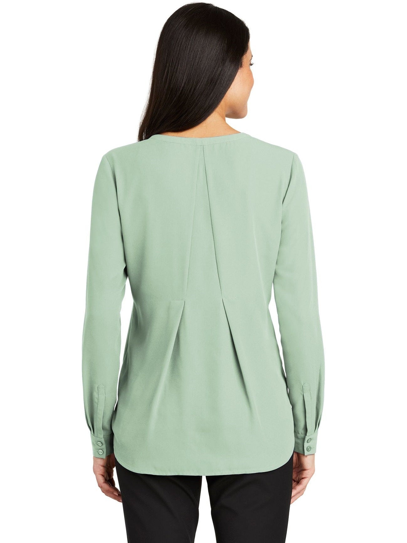 no-logo Port Authority Ladies Long Sleeve Button-Front Blouse-Regular-Port Authority-Thread Logic