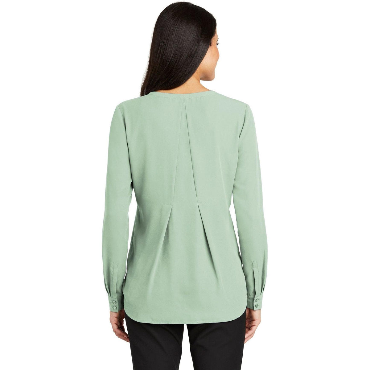 no-logo Port Authority Ladies Long Sleeve Button-Front Blouse-Regular-Port Authority-Thread Logic