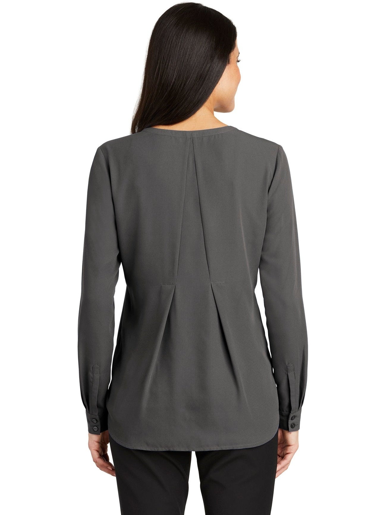 no-logo Port Authority Ladies Long Sleeve Button-Front Blouse-Regular-Port Authority-Thread Logic