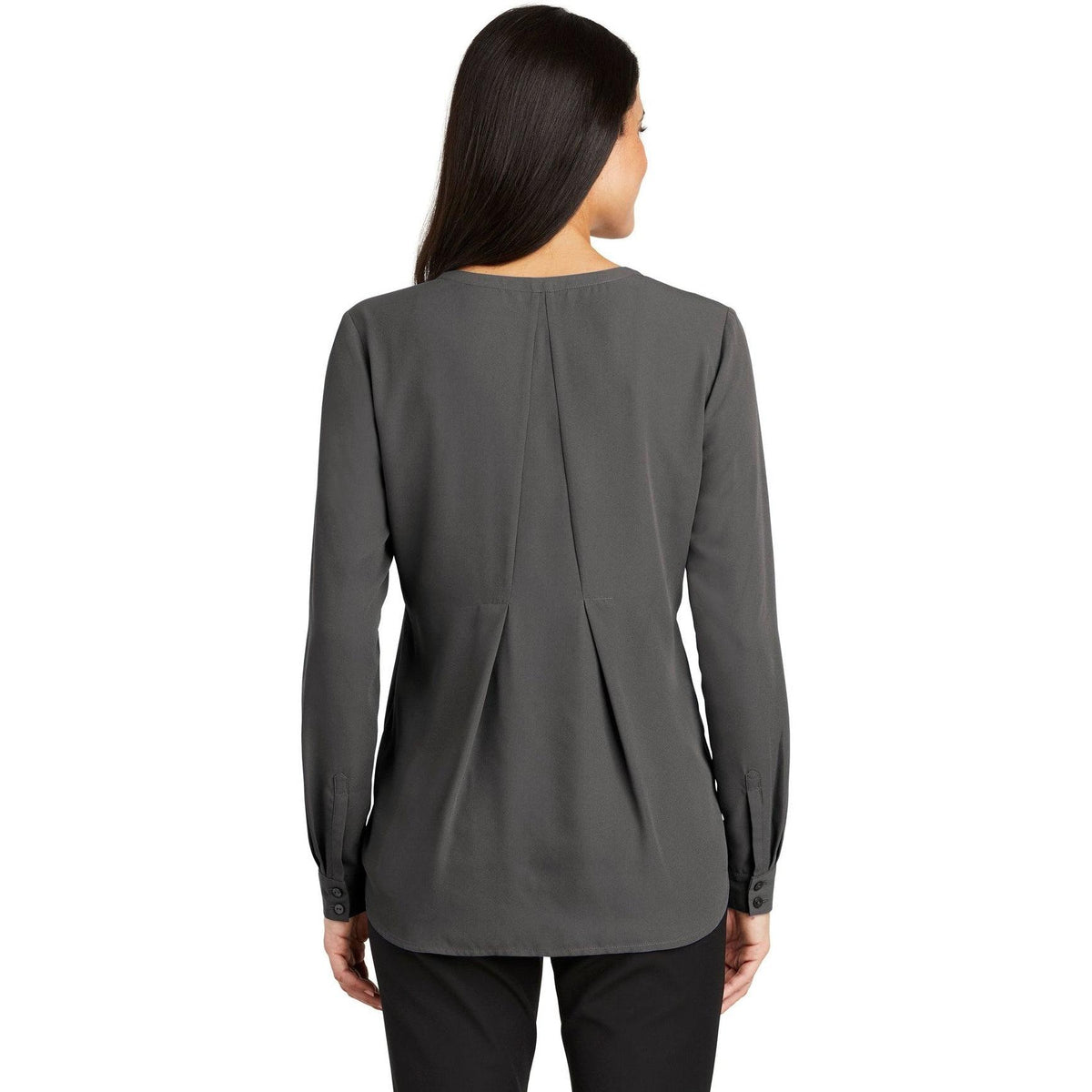 no-logo Port Authority Ladies Long Sleeve Button-Front Blouse-Regular-Port Authority-Thread Logic