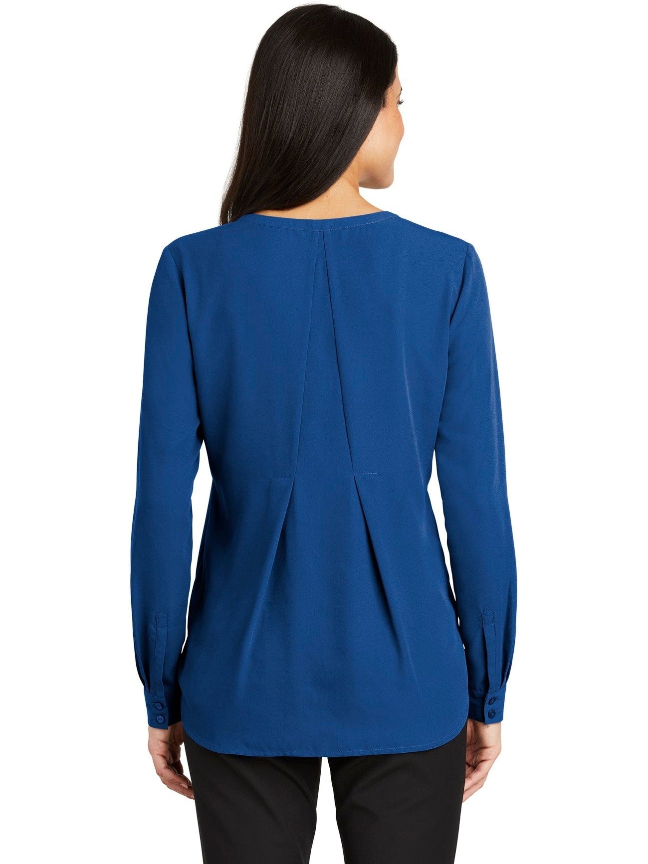 no-logo Port Authority Ladies Long Sleeve Button-Front Blouse-Regular-Port Authority-Thread Logic