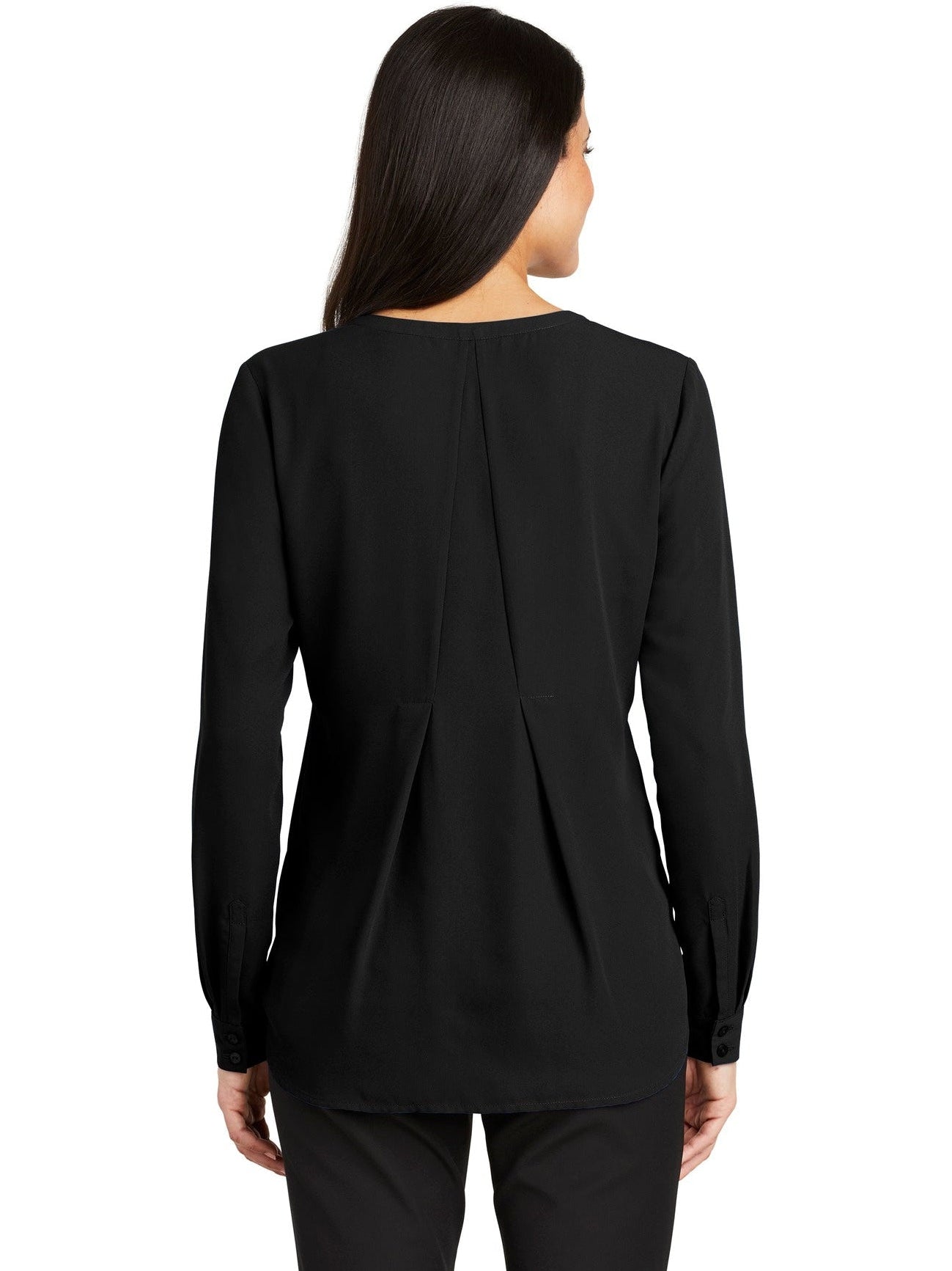 no-logo Port Authority Ladies Long Sleeve Button-Front Blouse-Regular-Port Authority-Thread Logic