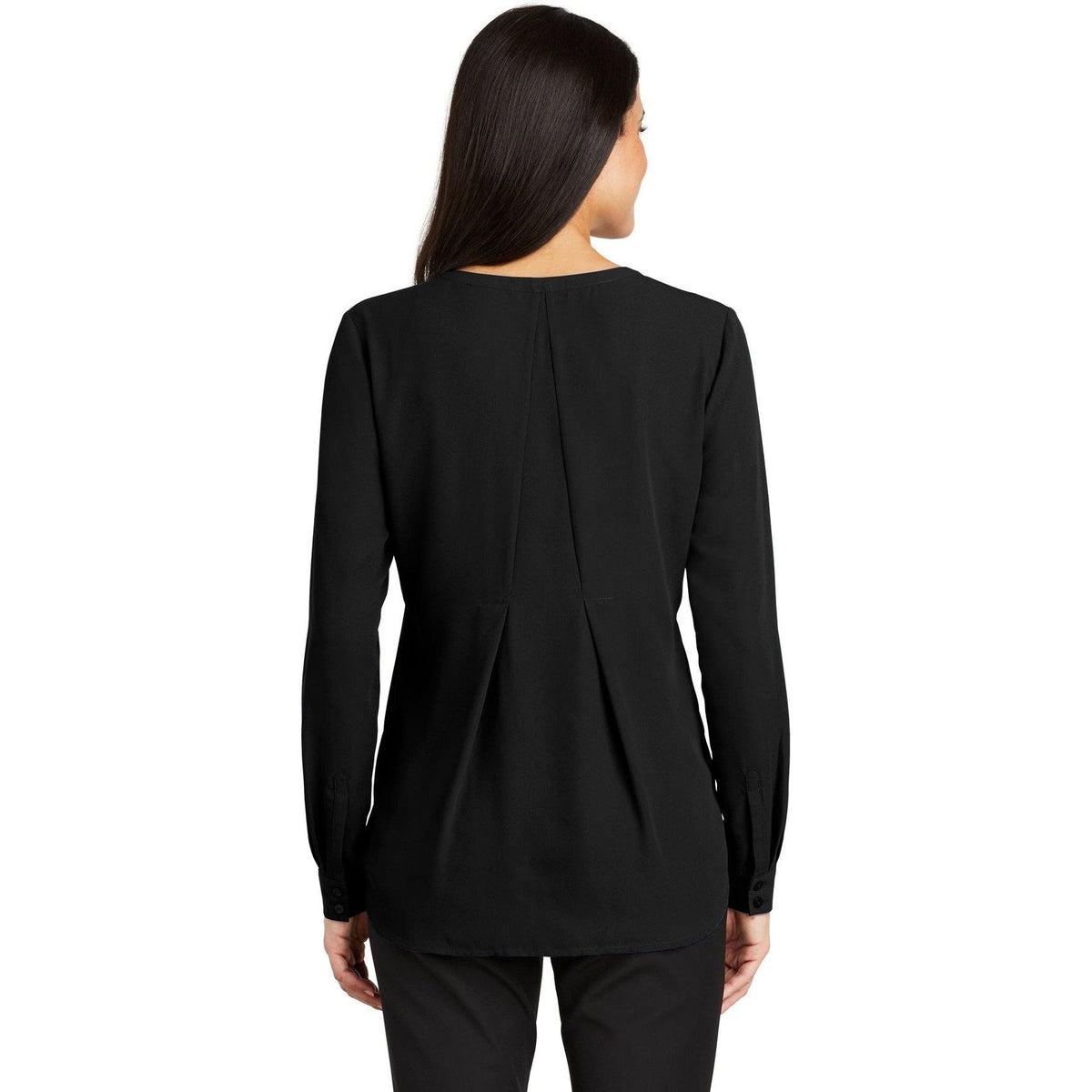 no-logo Port Authority Ladies Long Sleeve Button-Front Blouse-Regular-Port Authority-Thread Logic