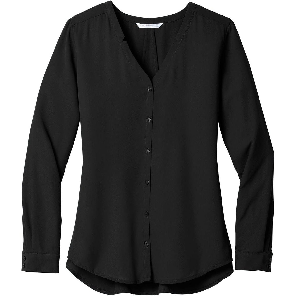 logo-left Port Authority Ladies Long Sleeve Button-Front Blouse