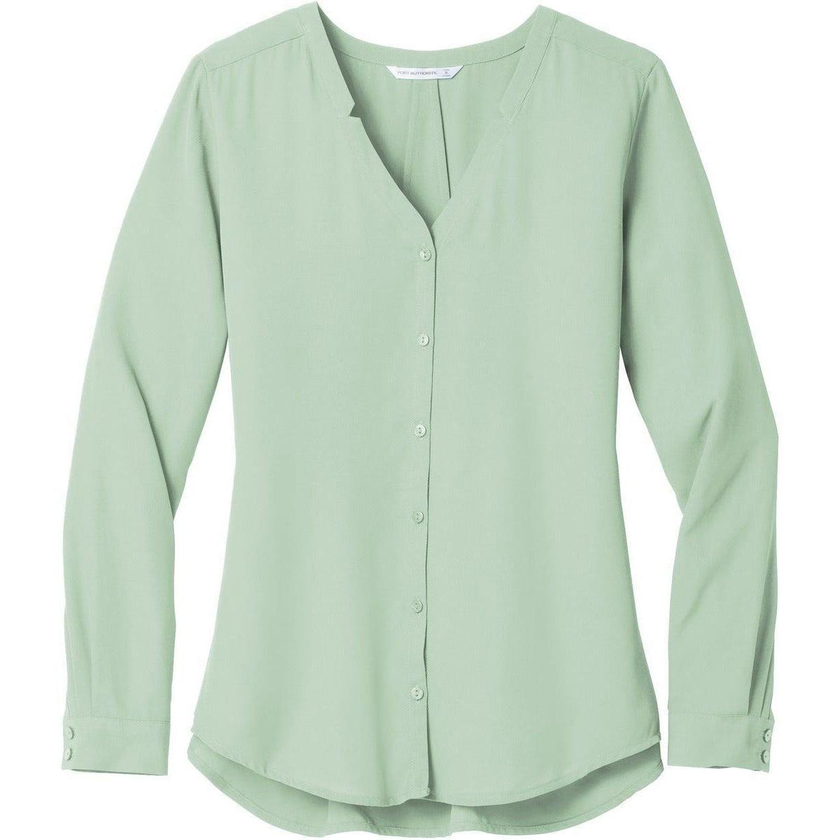 logo-left Port Authority Ladies Long Sleeve Button-Front Blouse