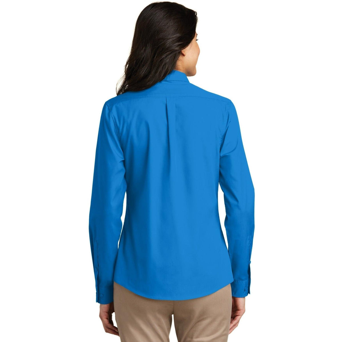 no-logo Port Authority Women's Long Sleeve Carefree Poplin Shirt-Dress Shirts-Port Authority-Thread Logic