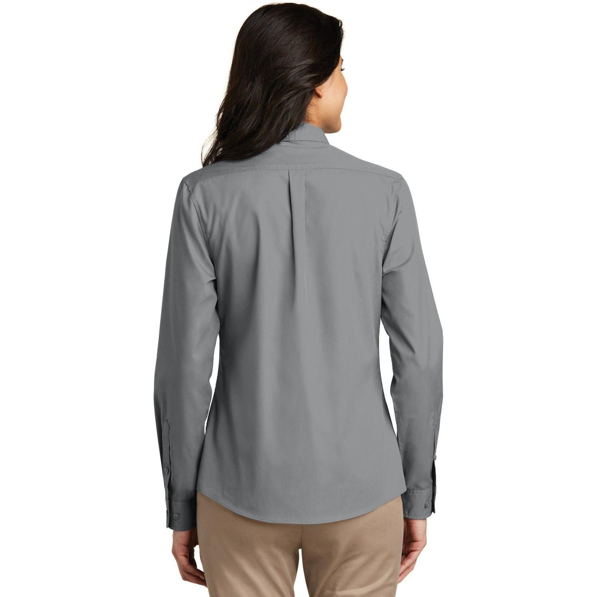 no-logo Port Authority Women's Long Sleeve Carefree Poplin Shirt-Dress Shirts-Port Authority-Thread Logic