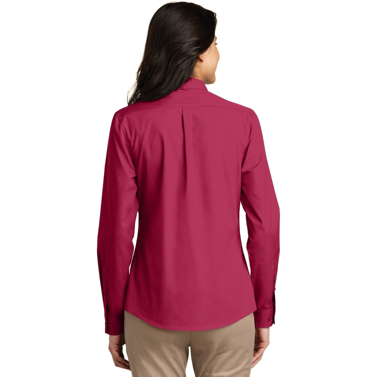 no-logo Port Authority Women's Long Sleeve Carefree Poplin Shirt-Dress Shirts-Port Authority-Thread Logic