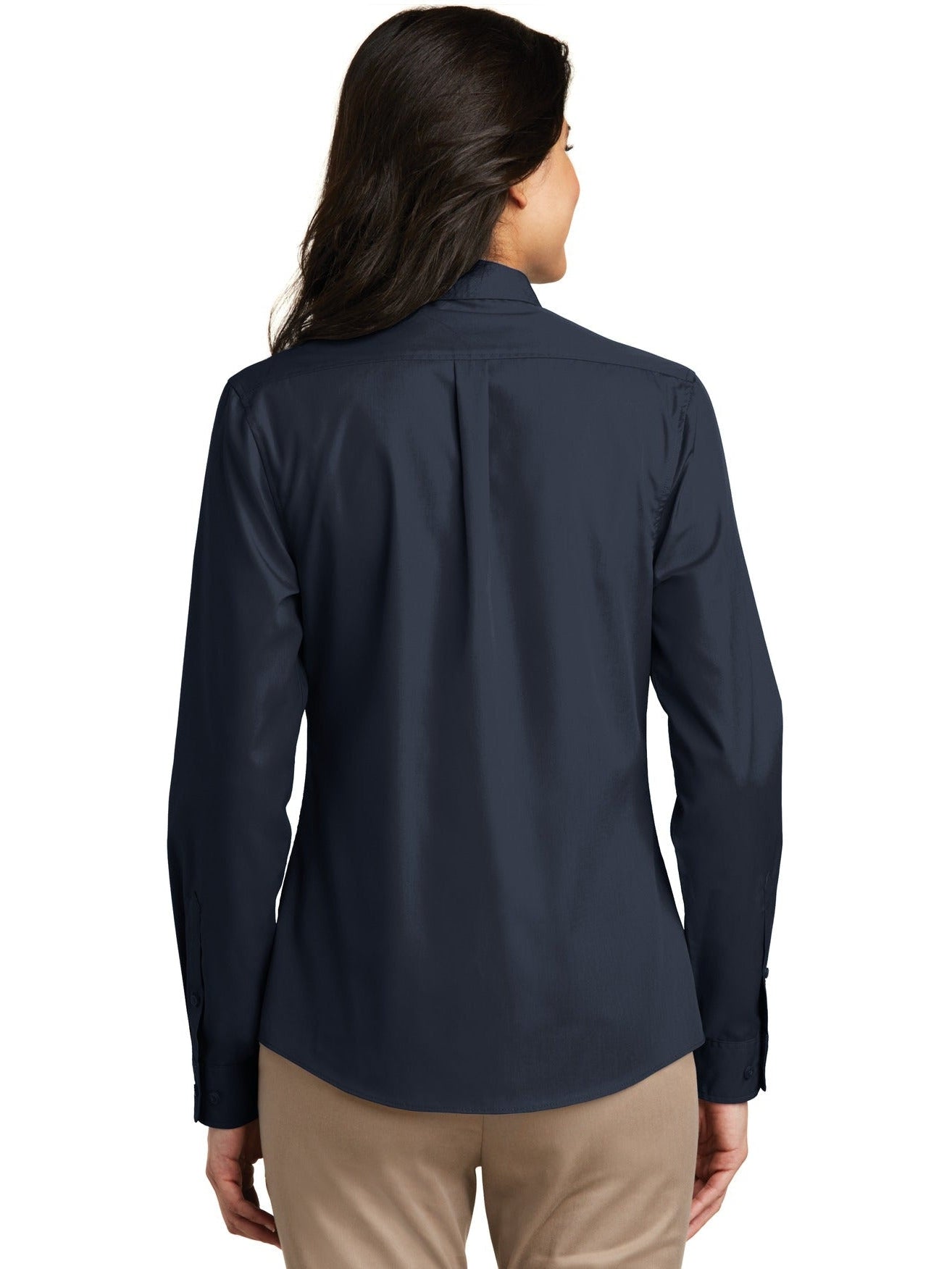 no-logo Port Authority Ladies Long Sleeve Carefree Poplin Shirt-Regular-Port Authority-Thread Logic