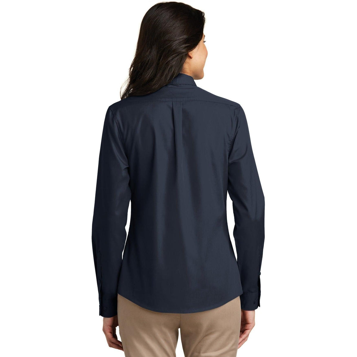 no-logo Port Authority Women's Long Sleeve Carefree Poplin Shirt-Dress Shirts-Port Authority-Thread Logic