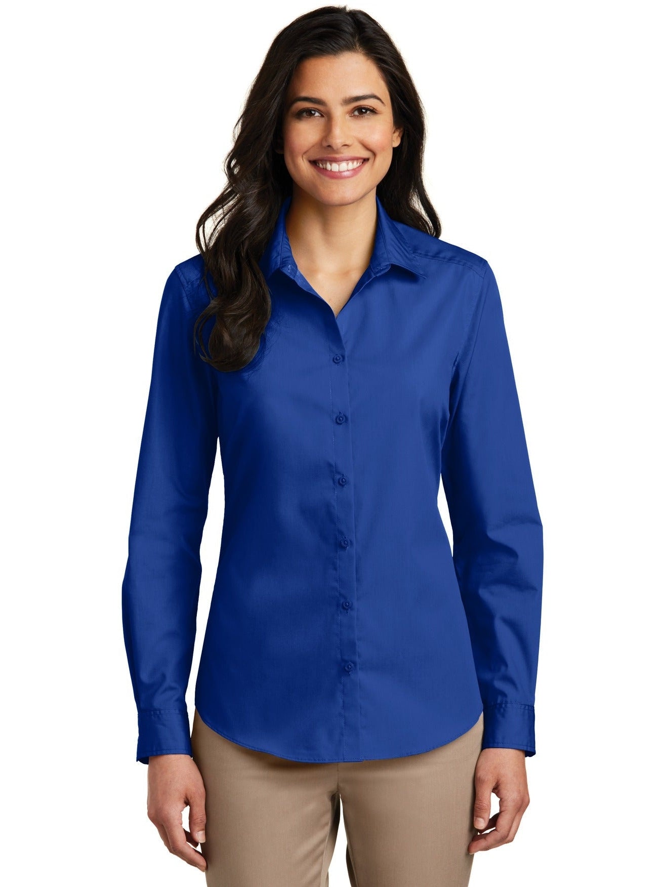no-logo Port Authority Ladies Long Sleeve Carefree Poplin Shirt-Regular-Port Authority-Thread Logic
