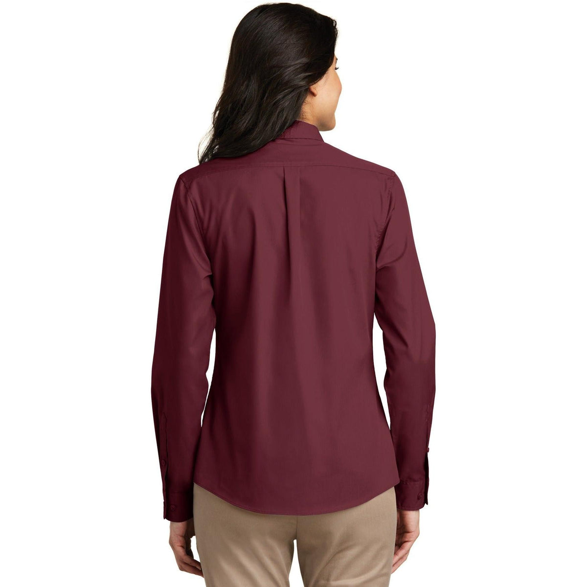 no-logo Port Authority Women's Long Sleeve Carefree Poplin Shirt-Dress Shirts-Port Authority-Thread Logic