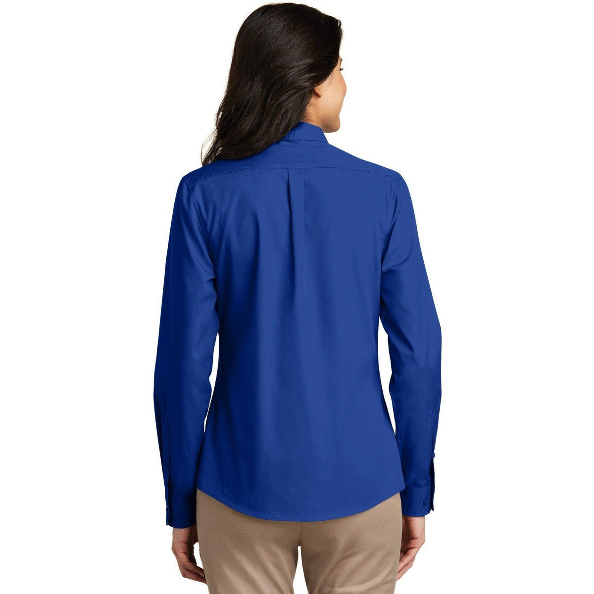 no-logo Port Authority Women's Long Sleeve Carefree Poplin Shirt-Dress Shirts-Port Authority-Thread Logic