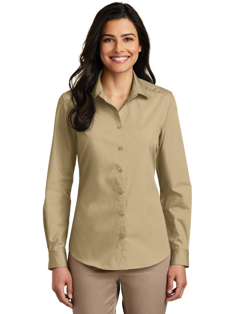 no-logo Port Authority Ladies Long Sleeve Carefree Poplin Shirt-Regular-Port Authority-Thread Logic