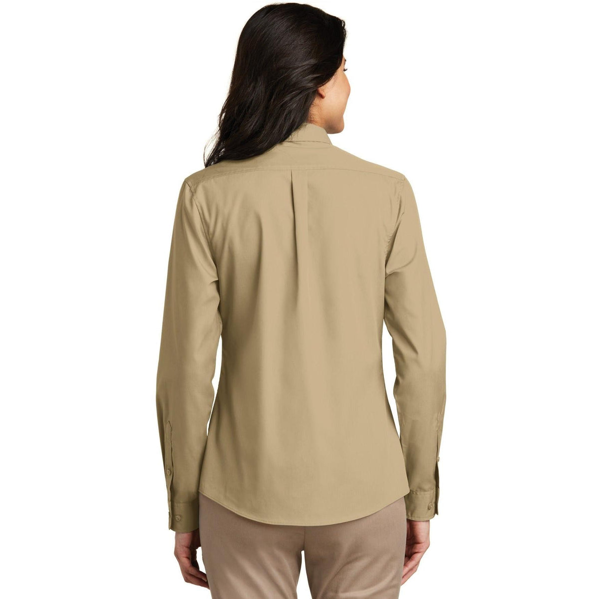 no-logo Port Authority Women's Long Sleeve Carefree Poplin Shirt-Dress Shirts-Port Authority-Thread Logic