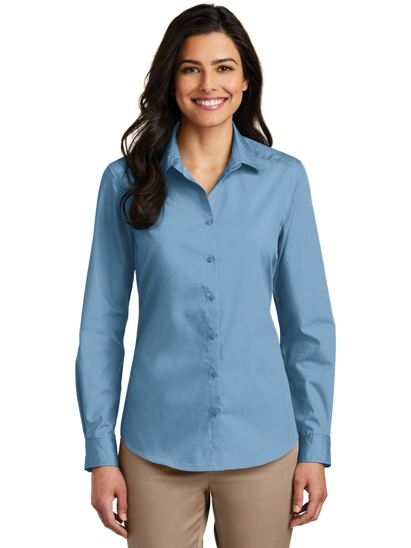 no-logo Port Authority Ladies Long Sleeve Carefree Poplin Shirt-Regular-Port Authority-Thread Logic