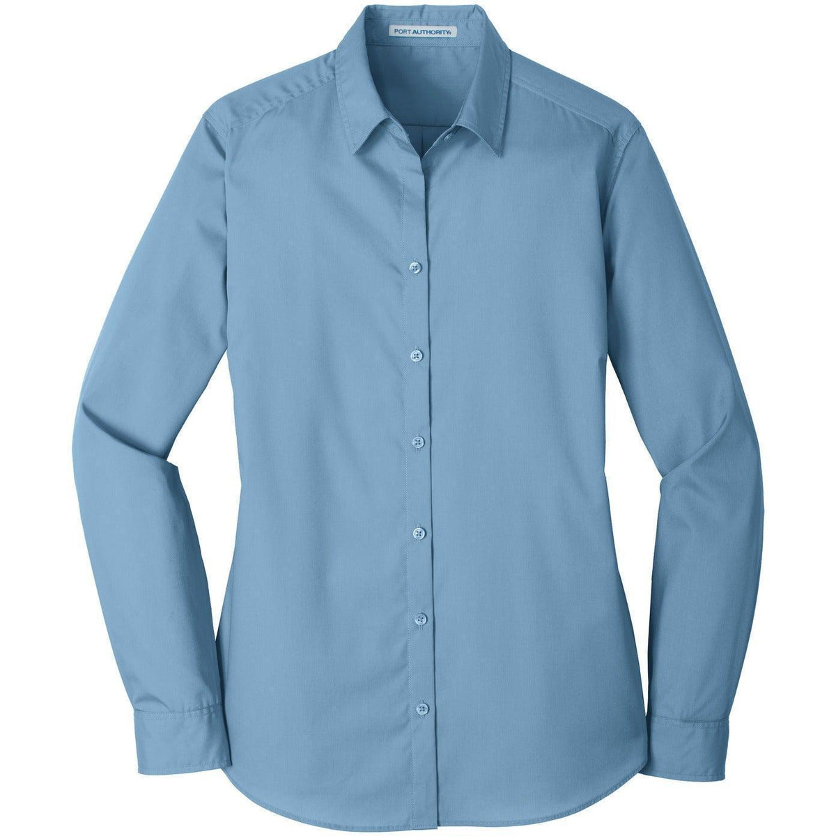 no-logo Port Authority Women's Long Sleeve Carefree Poplin Shirt-Dress Shirts-Port Authority-Carolina Blue-XS-Thread Logic